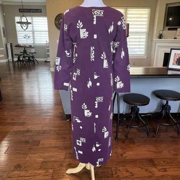 VTG Donna Maxi House Dress Women’s Size Small Pockets Purple Oversized Lounge - Picture 7 of 13